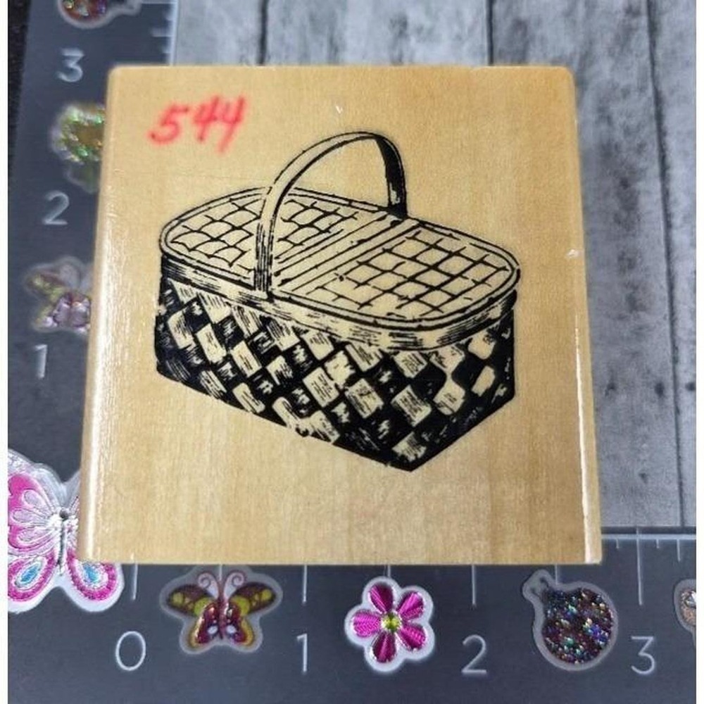 Anita's Picnic Basket Rubber Stamp Wood #N40